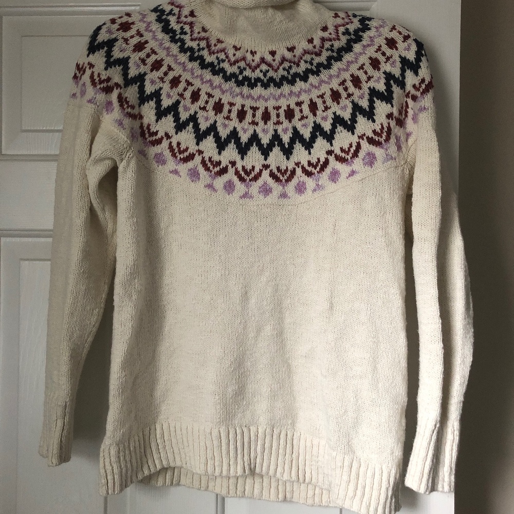 L L Bean Fair isle sweater, turtle neck, sz small
